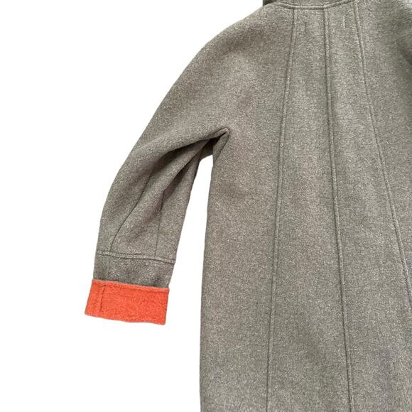 Ellen Tracy Wool Blend Hooded Car Coat Gray with Orange Lining Size 4 - Picture 6 of 12